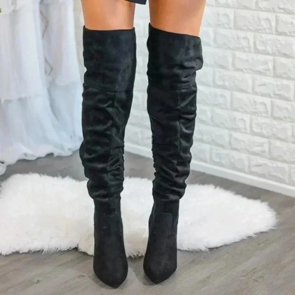 Knee high thigh high boots black - Picture 3 of 8